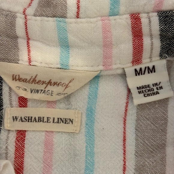 Weatherproof Striped Button-Down Shirt - Red, Blue, Gray - Picture 2 of 7